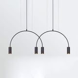 Modern Geometric Arcs Pendant Chandelier with Cylindrical Aluminum Heads and Adjustable Arms