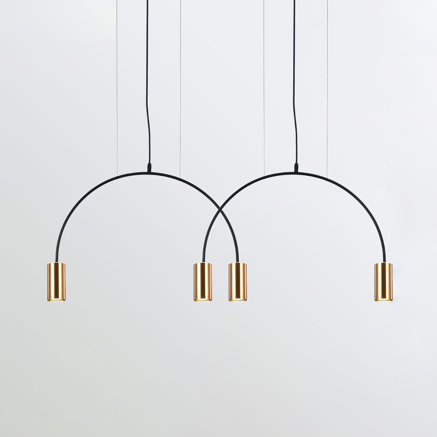 Modern Geometric Arcs Pendant Chandelier with Cylindrical Aluminum Heads and Adjustable Arms