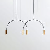 Modern Geometric Arcs Pendant Chandelier with Cylindrical Aluminum Heads and Adjustable Arms