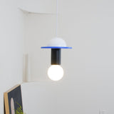 Modern Geometric Building Blocks Hanging Pendant Light with Wood and Metal Accents