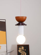 Modern Geometric Building Blocks Hanging Pendant Light with Wood and Metal Accents