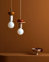 Modern Geometric Building Blocks Hanging Pendant Light with Wood and Metal Accents