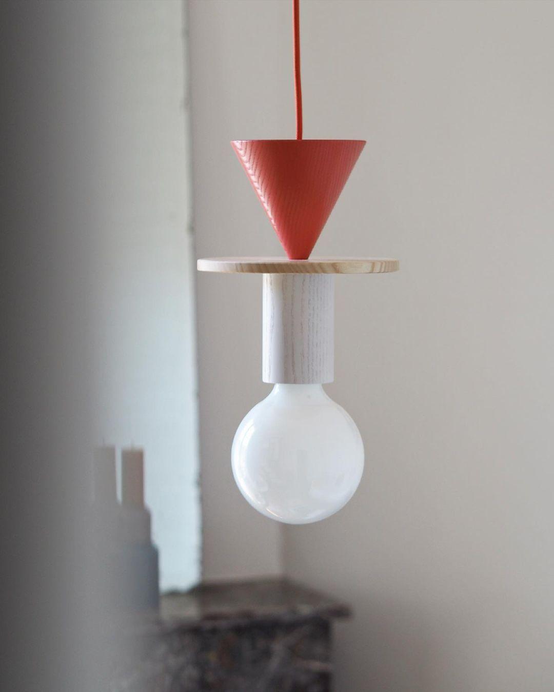 Modern Geometric Building Blocks Hanging Pendant Light with Wood and Metal Accents