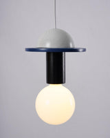 Modern Geometric Building Blocks Hanging Pendant Light with Wood and Metal Accents