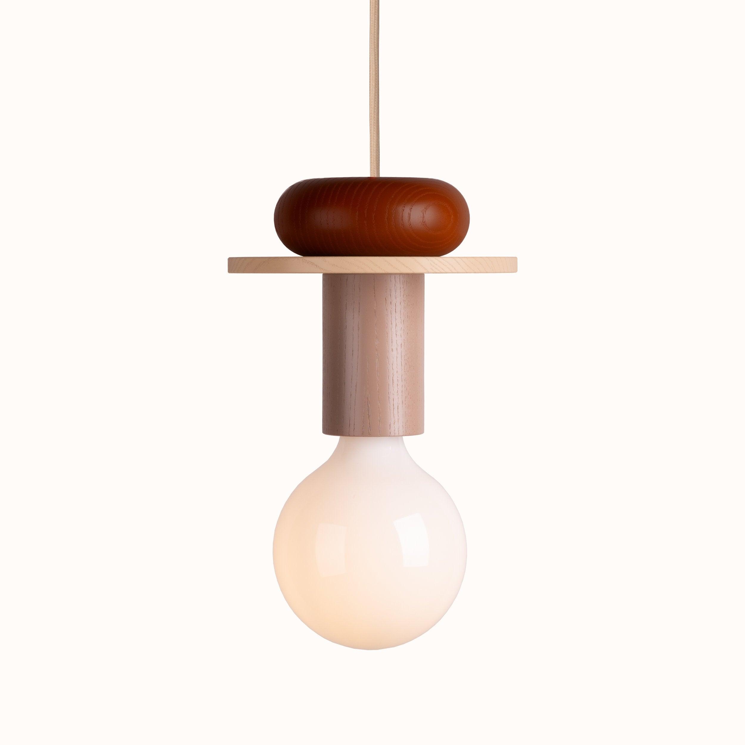 Modern Geometric Building Blocks Hanging Pendant Light with Wood and Metal Accents