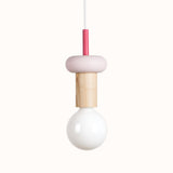 Modern Geometric Building Blocks Hanging Pendant Light with Wood and Metal Accents