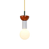 Modern Geometric Building Blocks Hanging Pendant Light with Wood and Metal Accents