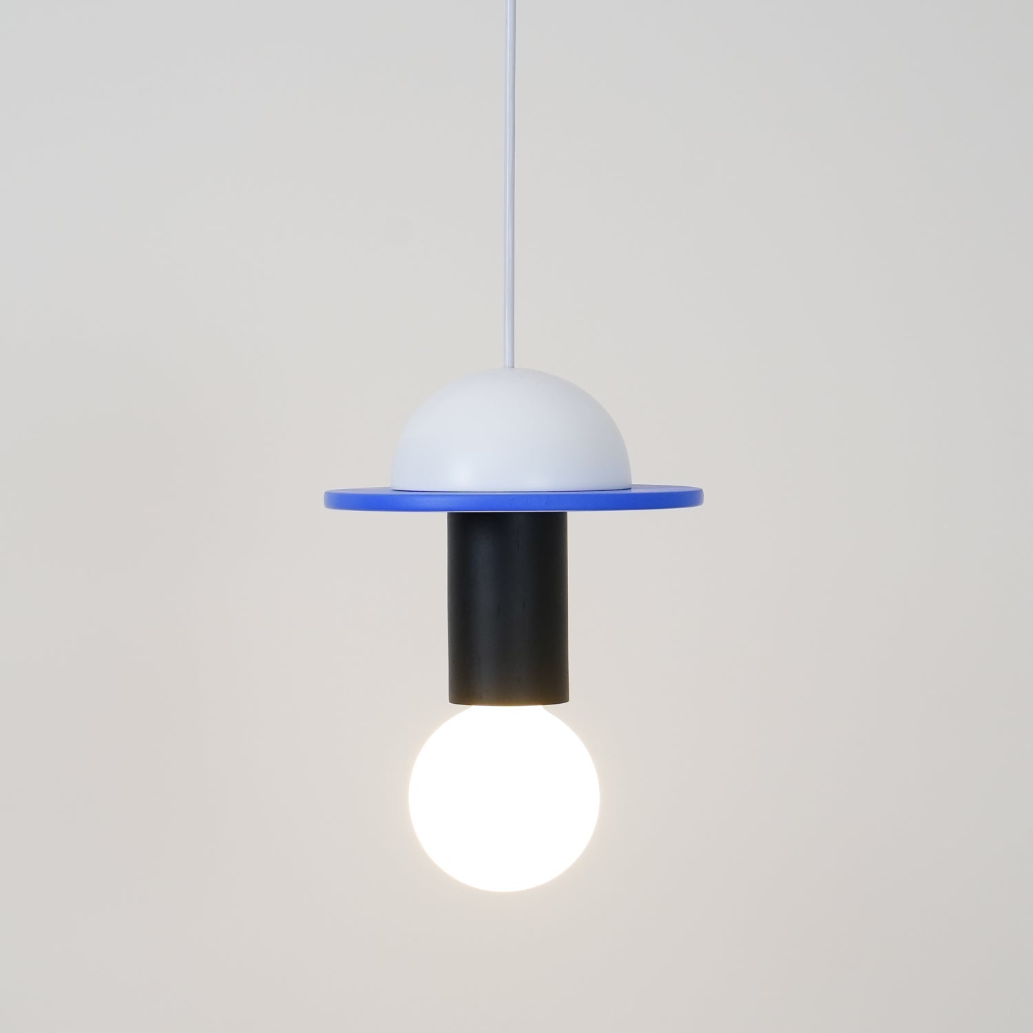 Modern Geometric Building Blocks Hanging Pendant Light with Wood and Metal Accents