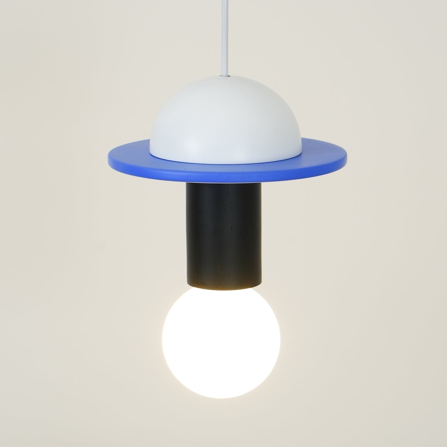 Modern Geometric Building Blocks Hanging Pendant Light with Wood and Metal Accents