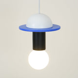Modern Geometric Building Blocks Hanging Pendant Light with Wood and Metal Accents