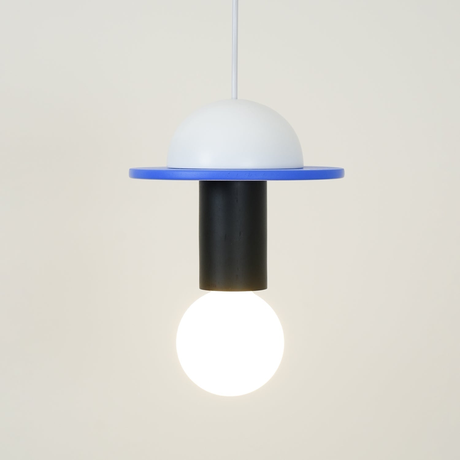 Modern Geometric Building Blocks Hanging Pendant Light with Wood and Metal Accents