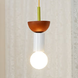 Modern Geometric Building Blocks Hanging Pendant Light with Wood and Metal Accents
