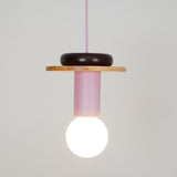 Modern Geometric Building Blocks Hanging Pendant Light with Wood and Metal Accents