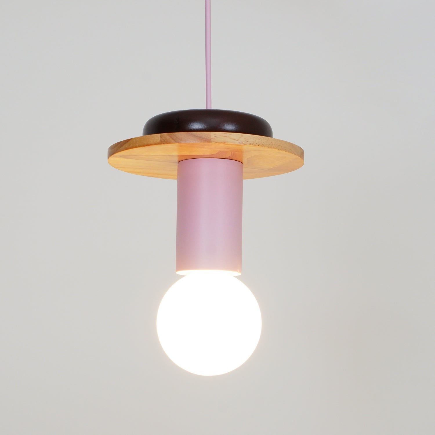 Modern Geometric Building Blocks Hanging Pendant Light with Wood and Metal Accents