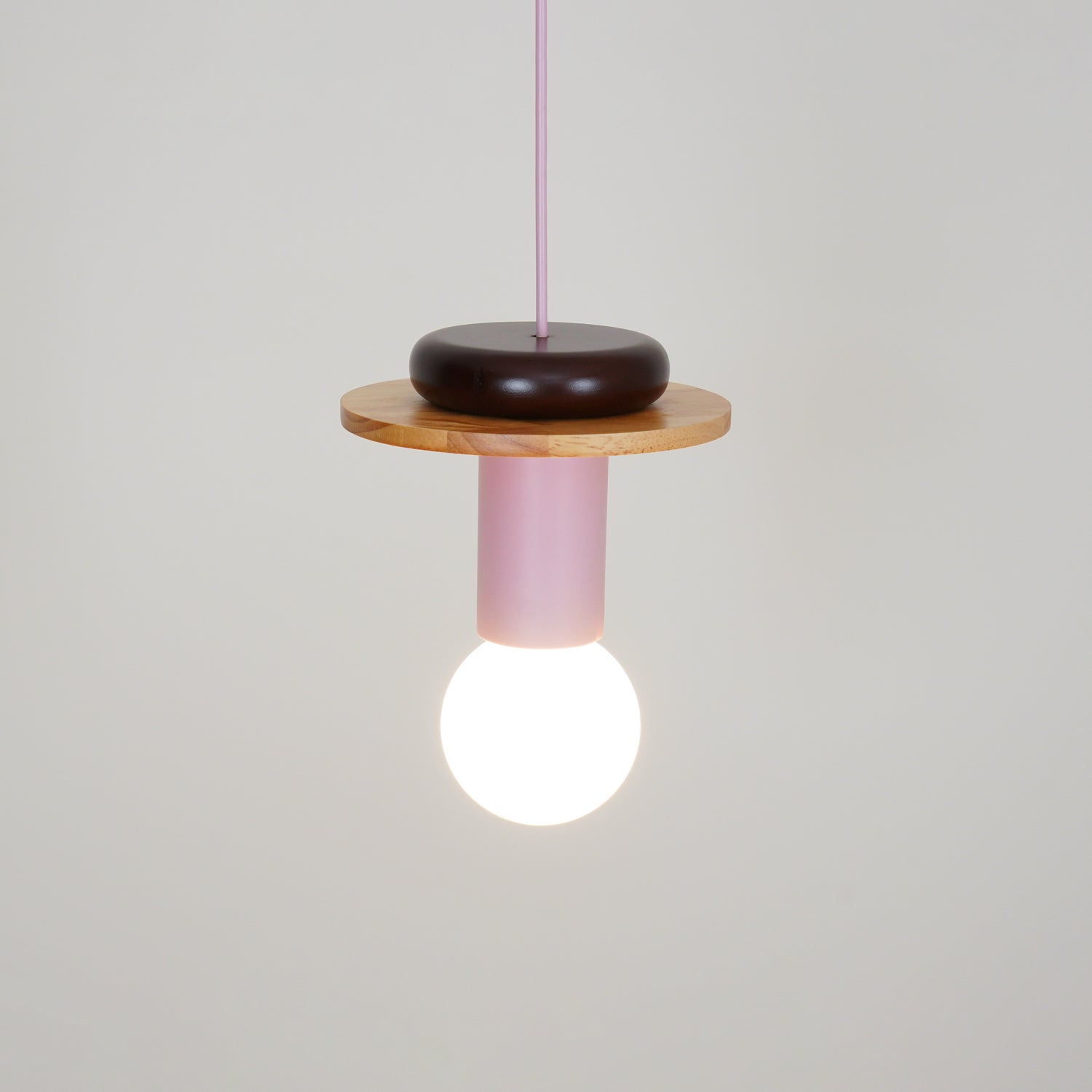 Modern Geometric Building Blocks Hanging Pendant Light with Wood and Metal Accents