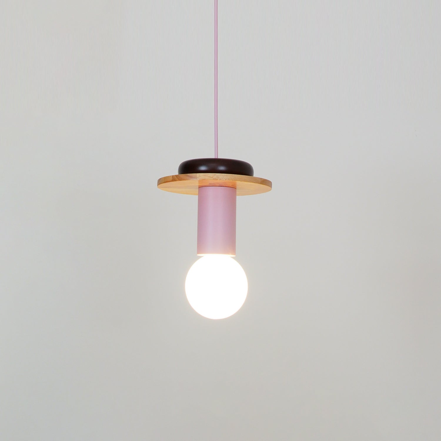 Modern Geometric Building Blocks Hanging Pendant Light with Wood and Metal Accents