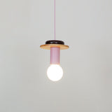 Modern Geometric Building Blocks Hanging Pendant Light with Wood and Metal Accents