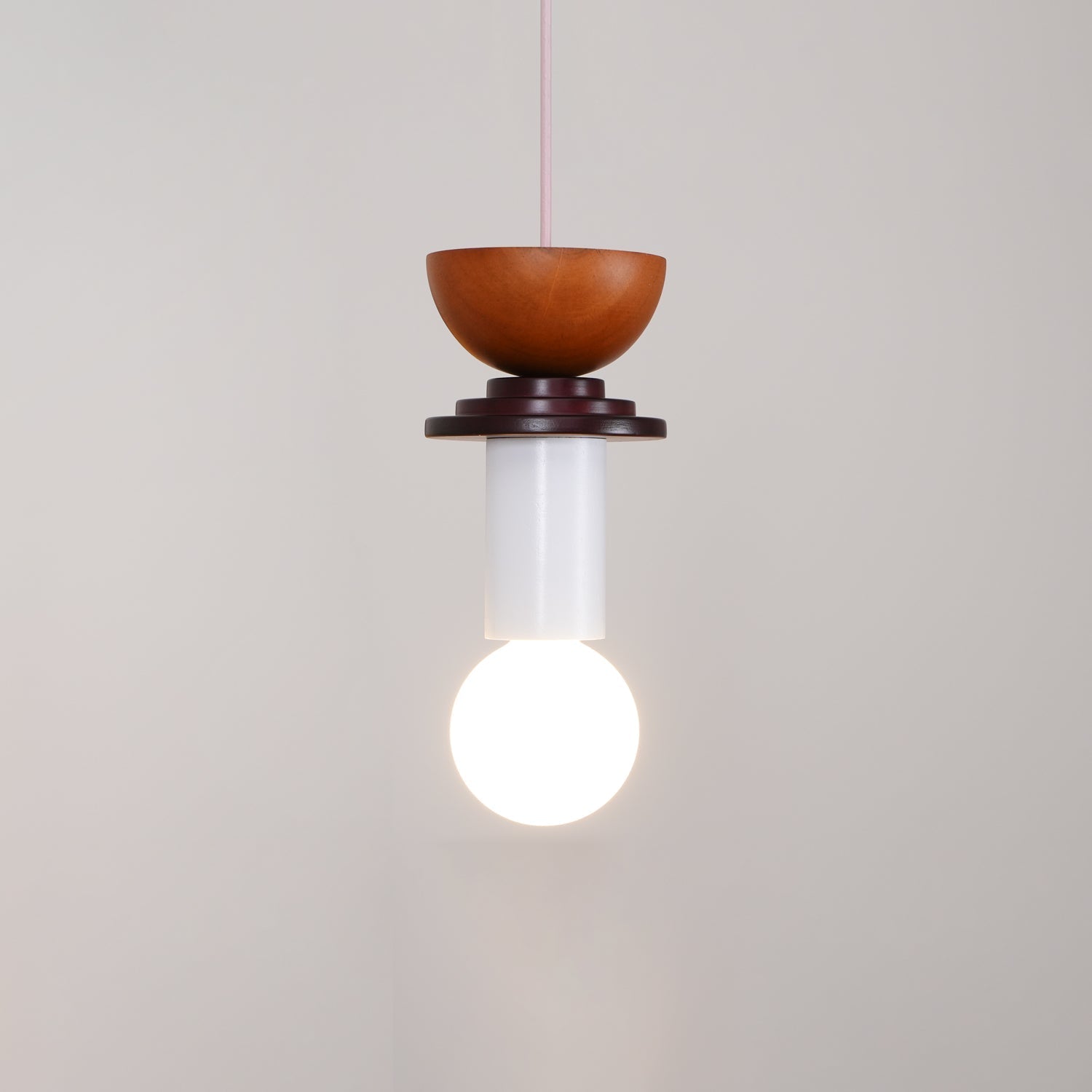 Modern Geometric Building Blocks Hanging Pendant Light with Wood and Metal Accents