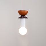 Modern Geometric Building Blocks Hanging Pendant Light with Wood and Metal Accents