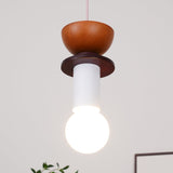 Modern Geometric Building Blocks Hanging Pendant Light with Wood and Metal Accents