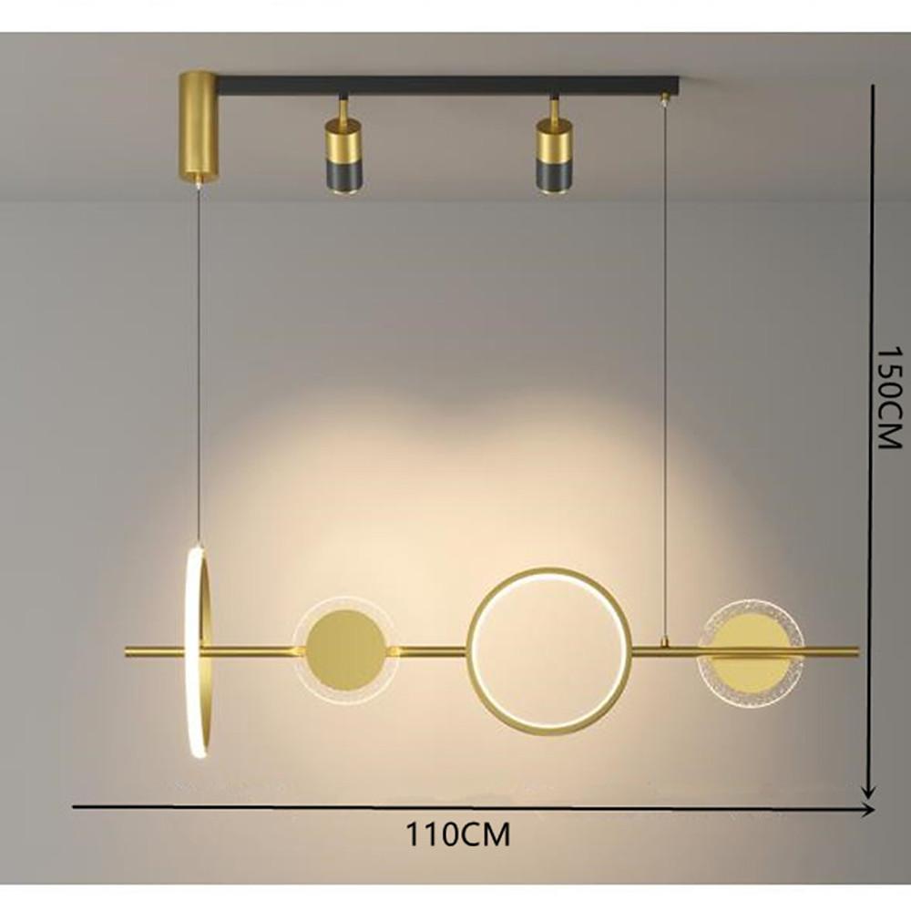 Modern Geometric Circles Linear LED Chandelier Black and Gold Kitchen Island Pendant Light