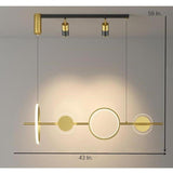 Modern Geometric Circles Linear LED Chandelier Black and Gold Kitchen Island Pendant Light