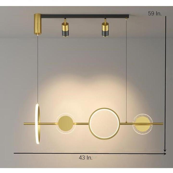 Modern Geometric Circles Linear LED Chandelier Black and Gold Kitchen Island Pendant Light