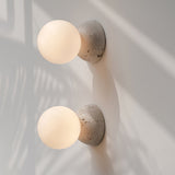 Modern Geometric Concrete and Glass Wall Sconce Set of 2 for Indoor Lighting