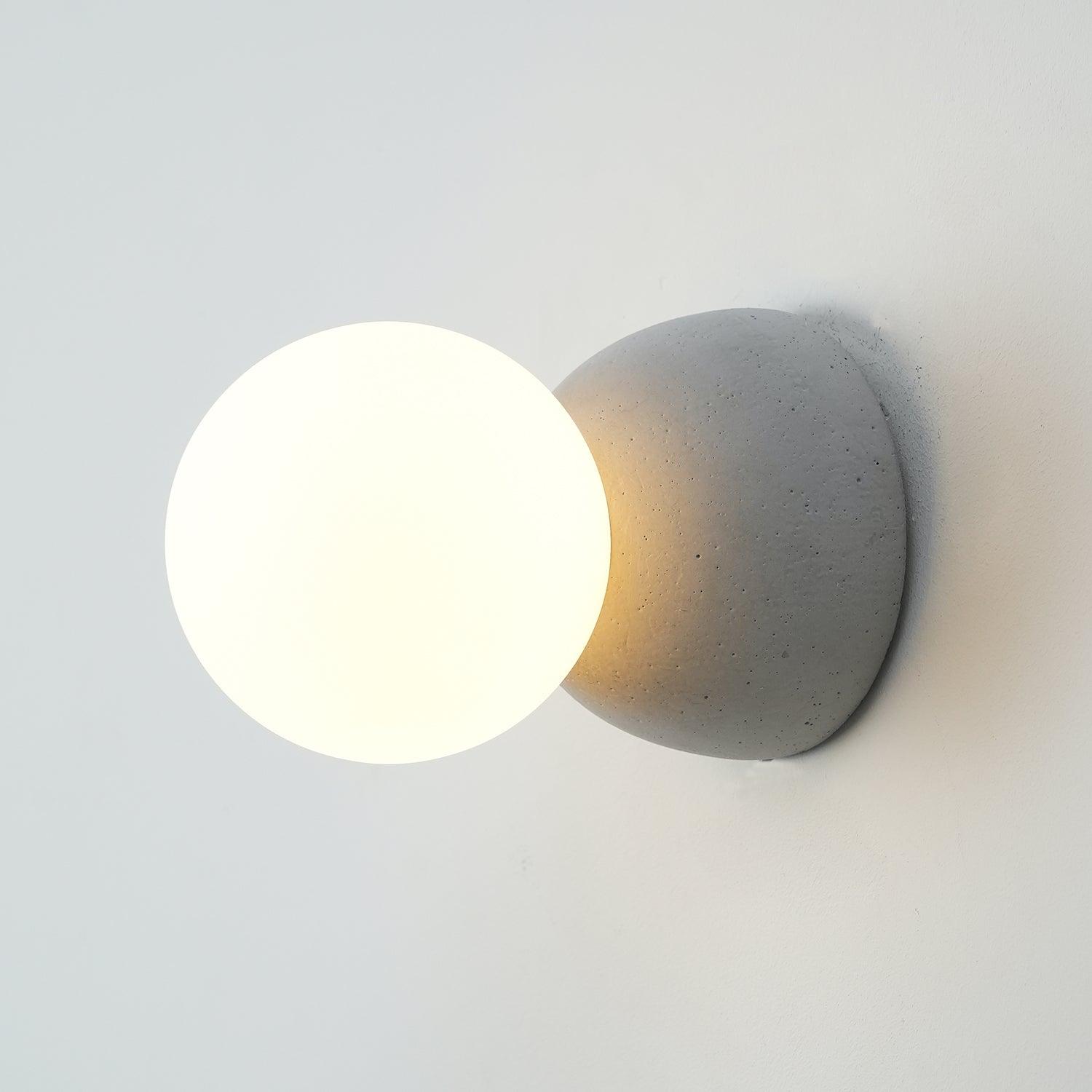 Modern Geometric Concrete and Glass Wall Sconce Set of 2 for Indoor Lighting