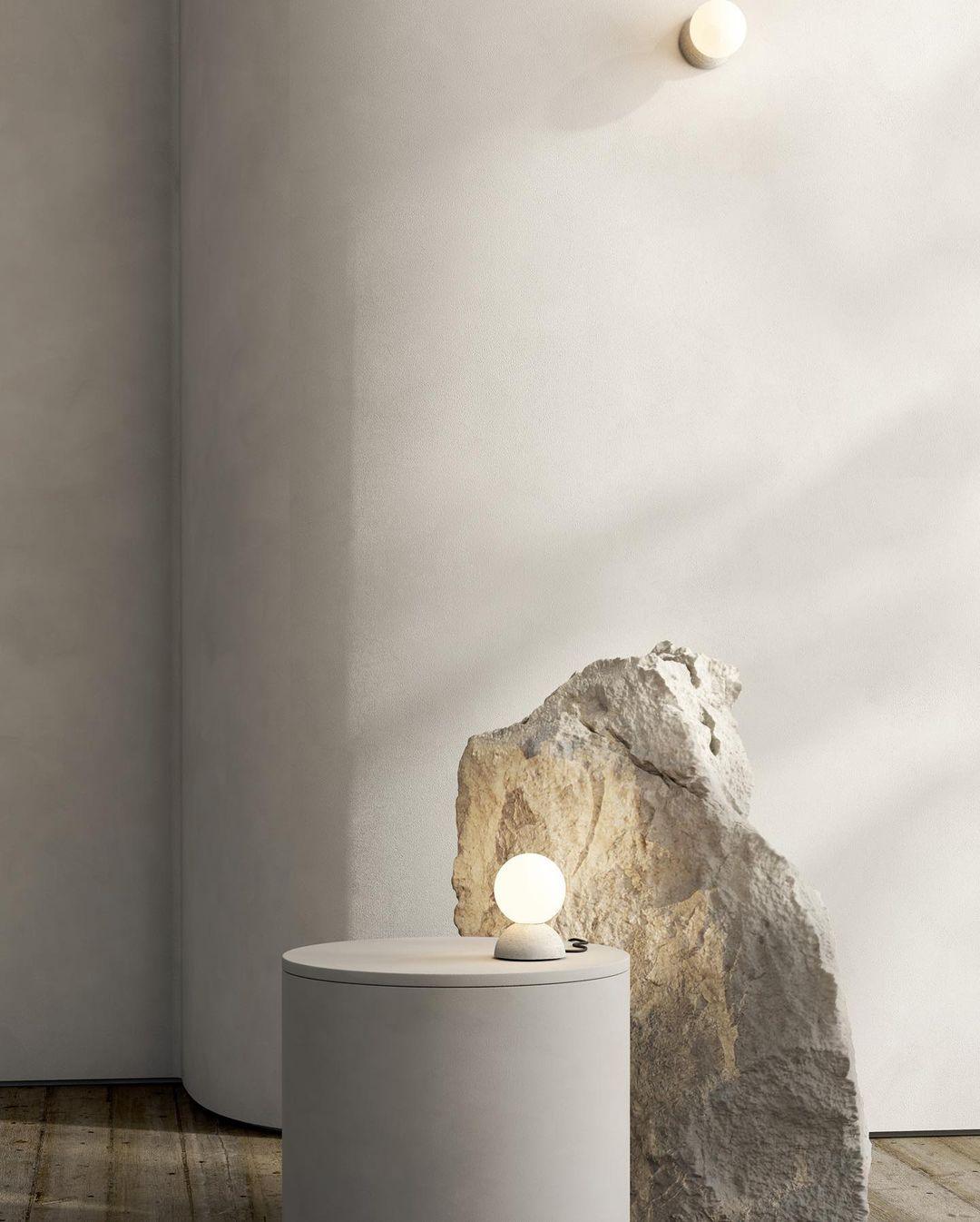 Modern Geometric Concrete and Glass Wall Sconce Set of 2 for Indoor Lighting
