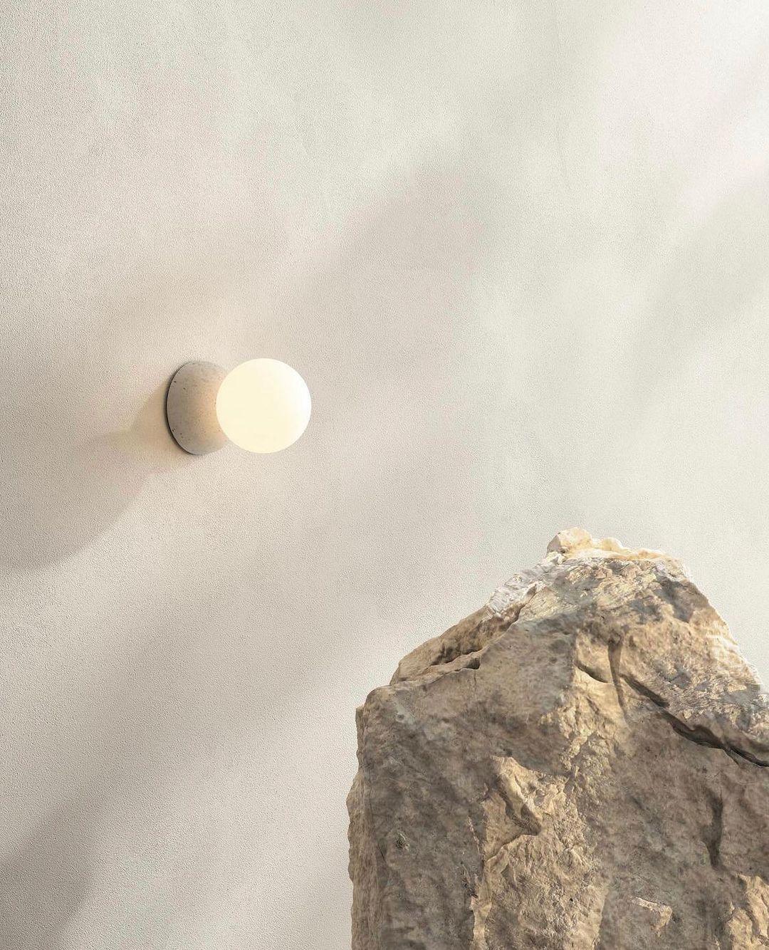 Modern Geometric Concrete and Glass Wall Sconce Set of 2 for Indoor Lighting