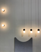 Modern Geometric Concrete and Glass Wall Sconce Set of 2 for Indoor Lighting