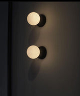 Modern Geometric Concrete and Glass Wall Sconce Set of 2 for Indoor Lighting