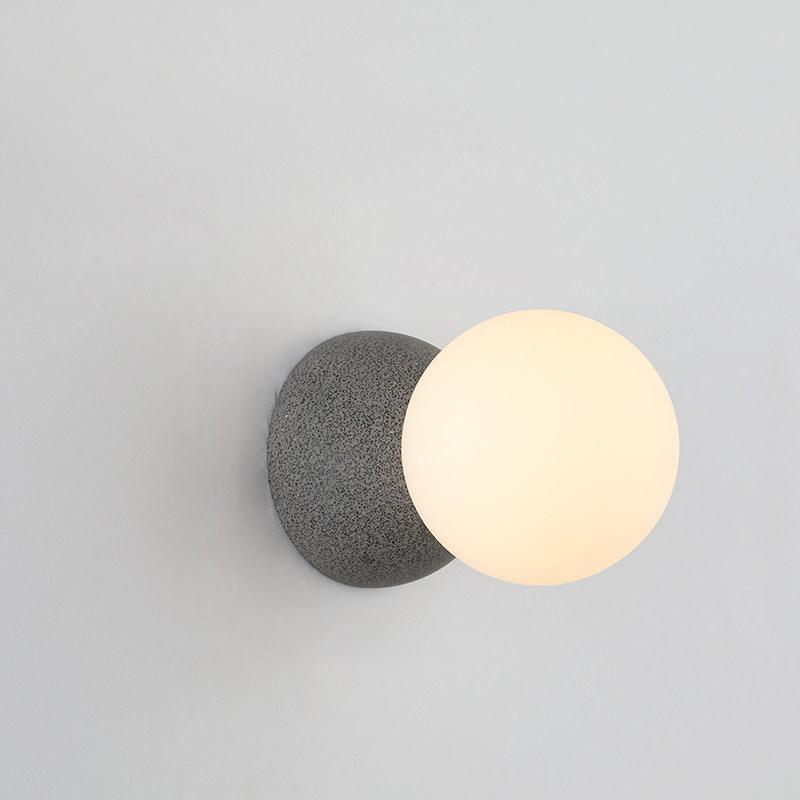 Modern Geometric Concrete and Glass Wall Sconce Set of 2 for Indoor Lighting