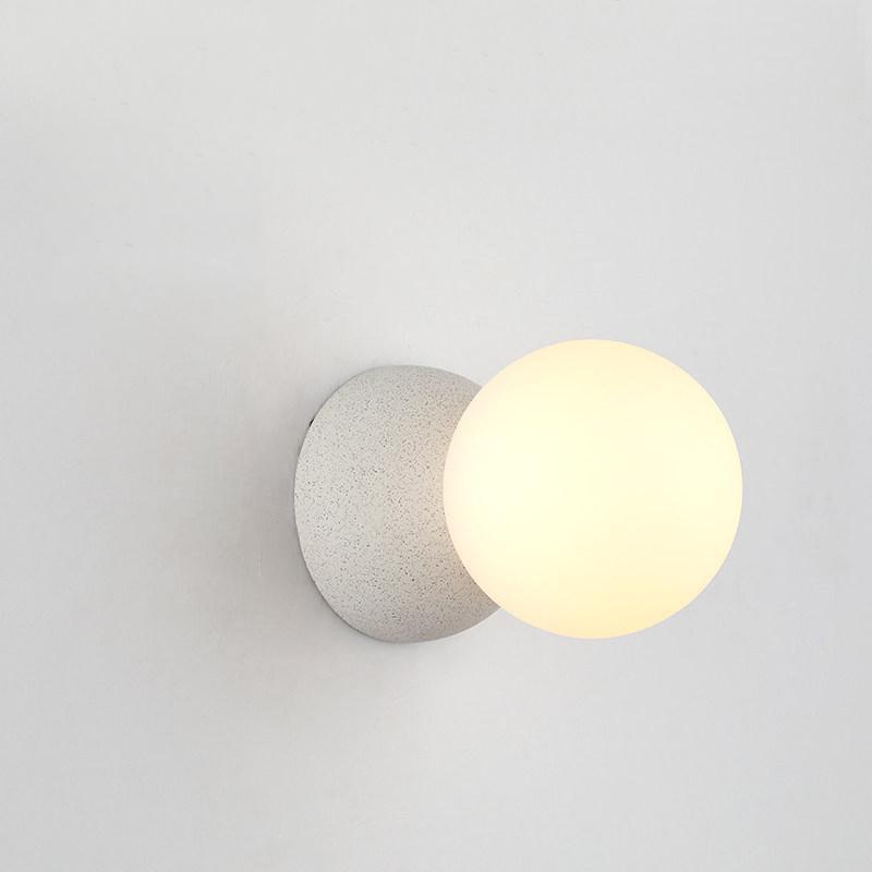 Modern Geometric Concrete and Glass Wall Sconce Set of 2 for Indoor Lighting
