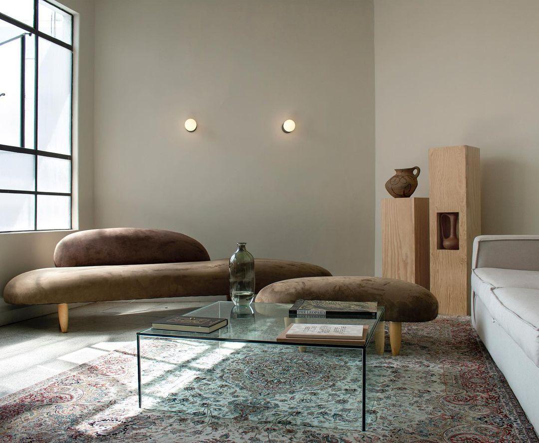 Modern Geometric Concrete and Glass Wall Sconce Set of 2 for Indoor Lighting
