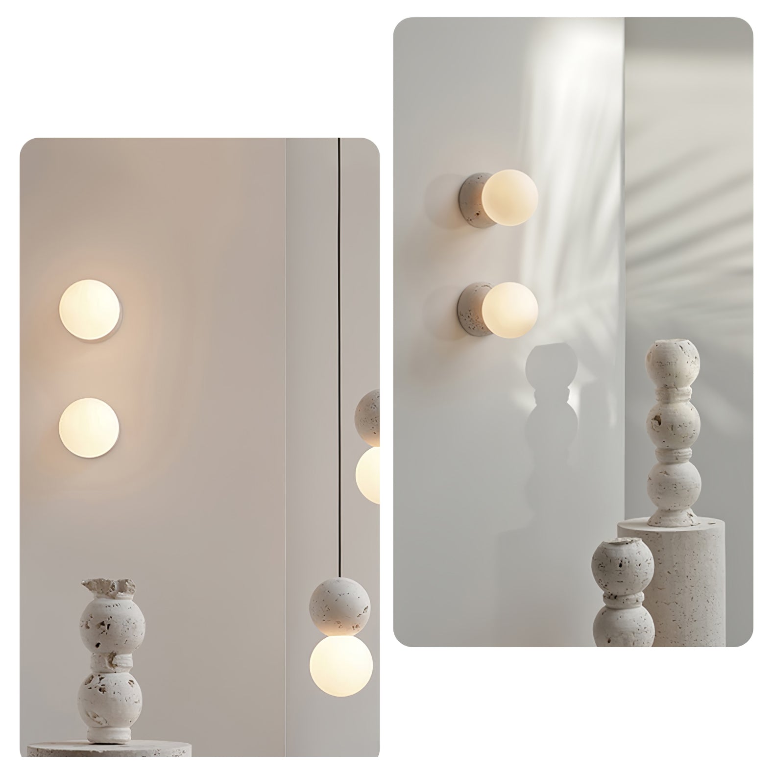 Modern Geometric Concrete and Glass Wall Sconce Set of 2 for Indoor Lighting