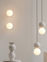 Modern Geometric Concrete and Glass Wall Sconce Set of 2 for Indoor Lighting