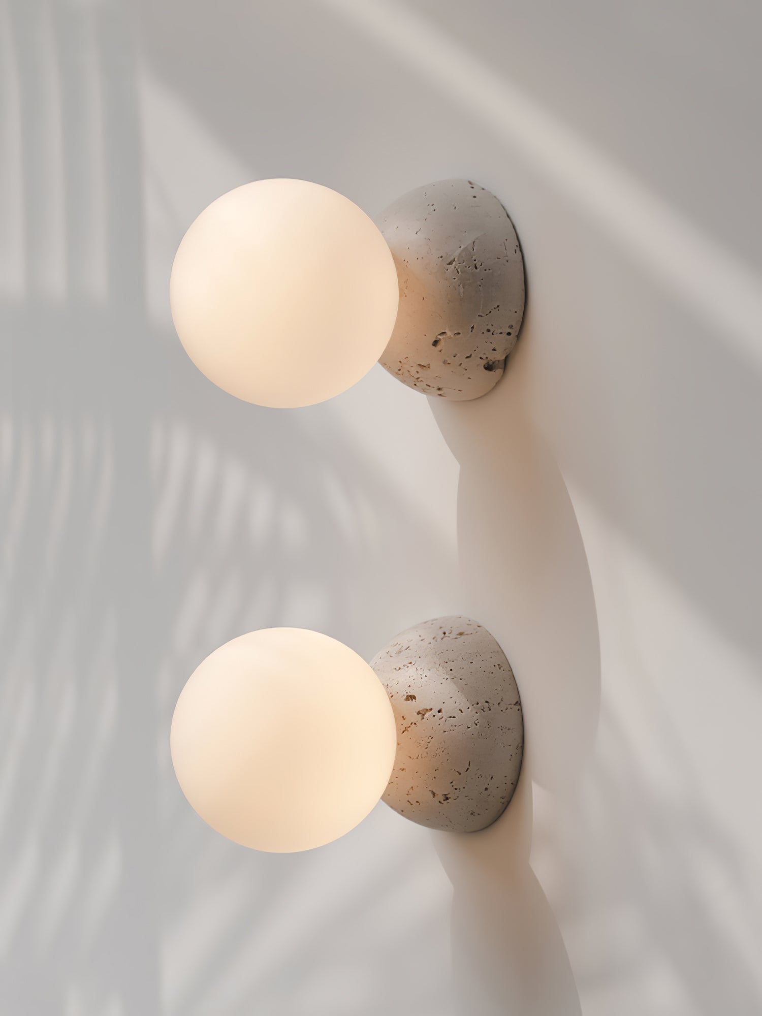 Modern Geometric Concrete and Glass Wall Sconce Set of 2 for Indoor Lighting