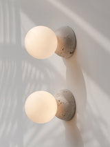 Modern Geometric Concrete and Glass Wall Sconce Set of 2 for Indoor Lighting