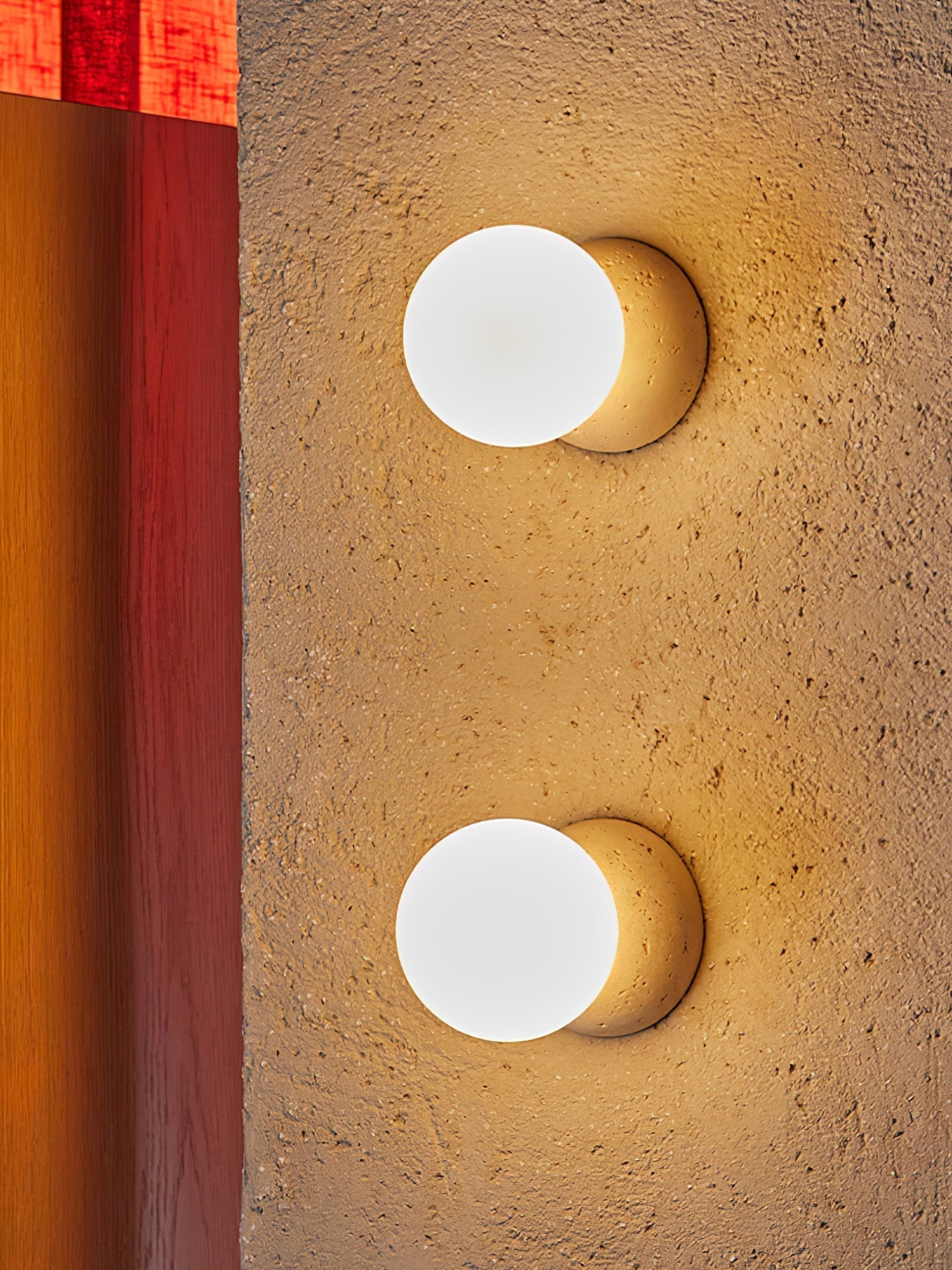 Modern Geometric Concrete and Glass Wall Sconce Set of 2 for Indoor Lighting