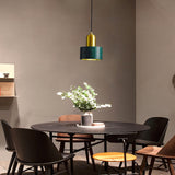 Modern Geometric Copper and Marble Cylinder Pendant Light with Adjustable Hanging Cord