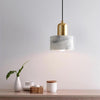 Modern Geometric Copper and Marble Cylinder Pendant Light with Adjustable Hanging Cord