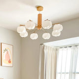 Modern Geometric Cotton Ball Chandelier Gold Metal and PE Acrylic Pendant Light