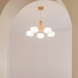 Modern Geometric Cotton Ball Chandelier Gold Metal and PE Acrylic Pendant Light