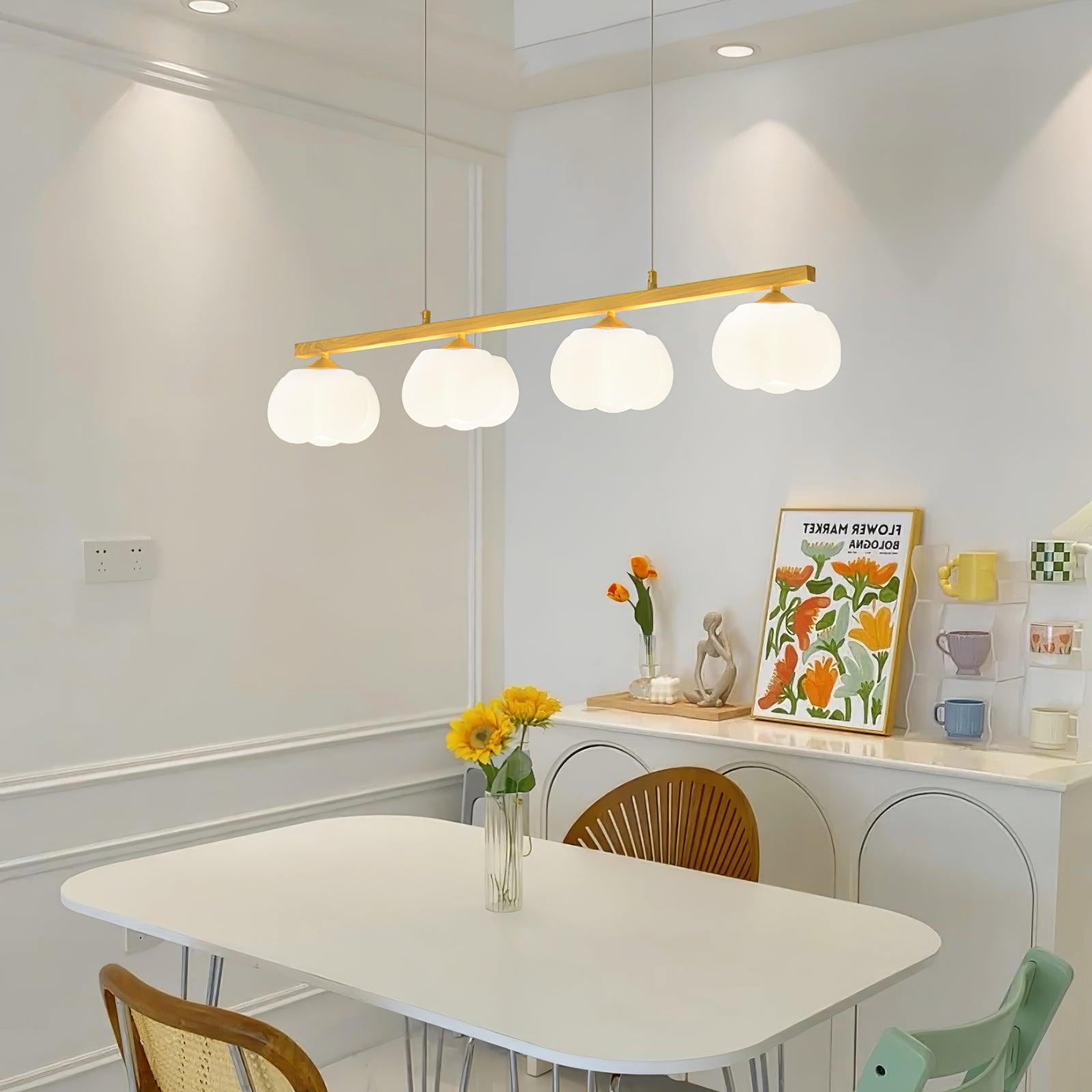 Modern Geometric Cotton Ball Chandelier Gold Metal and PE Acrylic Pendant Light