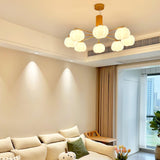 Modern Geometric Cotton Ball Chandelier Gold Metal and PE Acrylic Pendant Light
