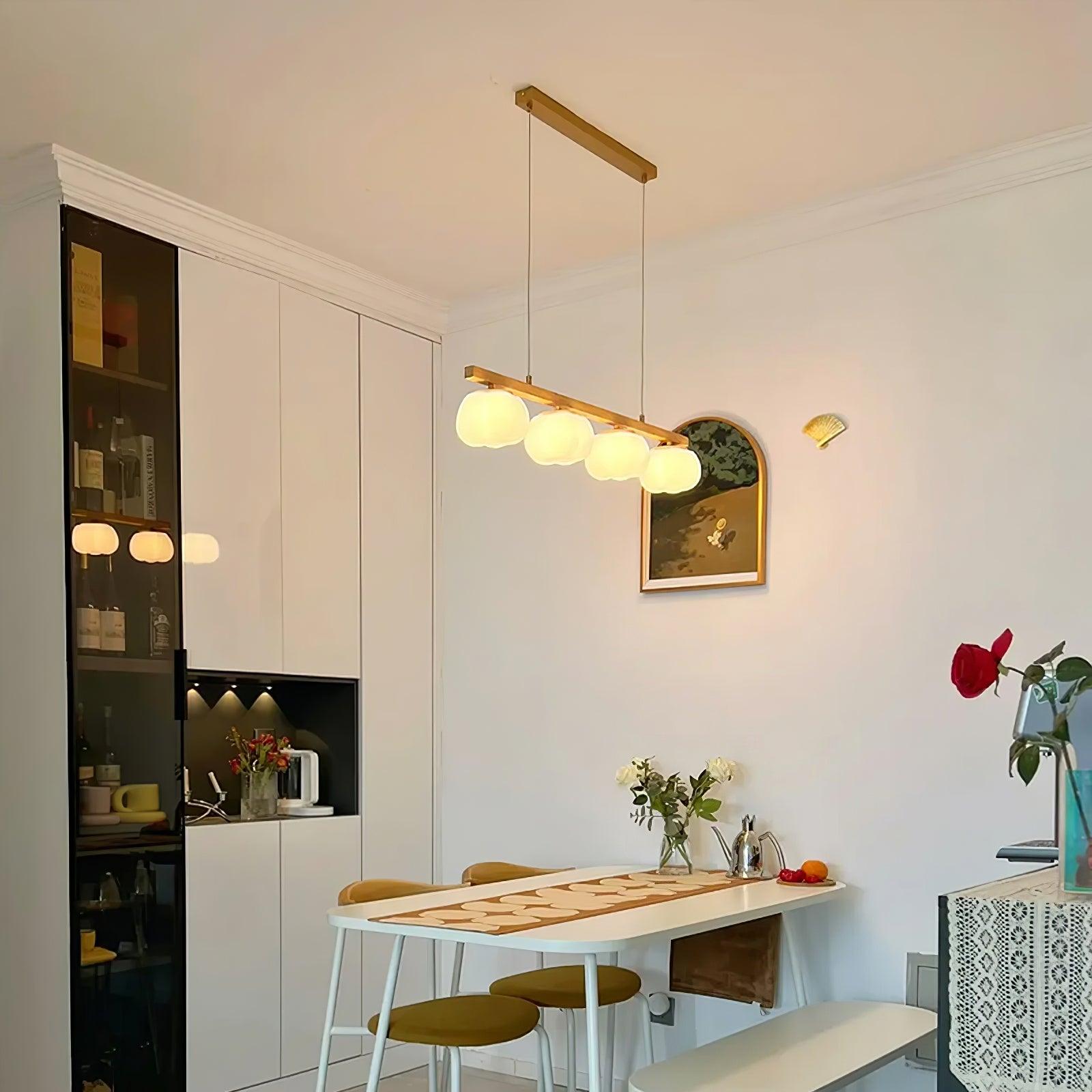 Modern Geometric Cotton Ball Chandelier Gold Metal and PE Acrylic Pendant Light