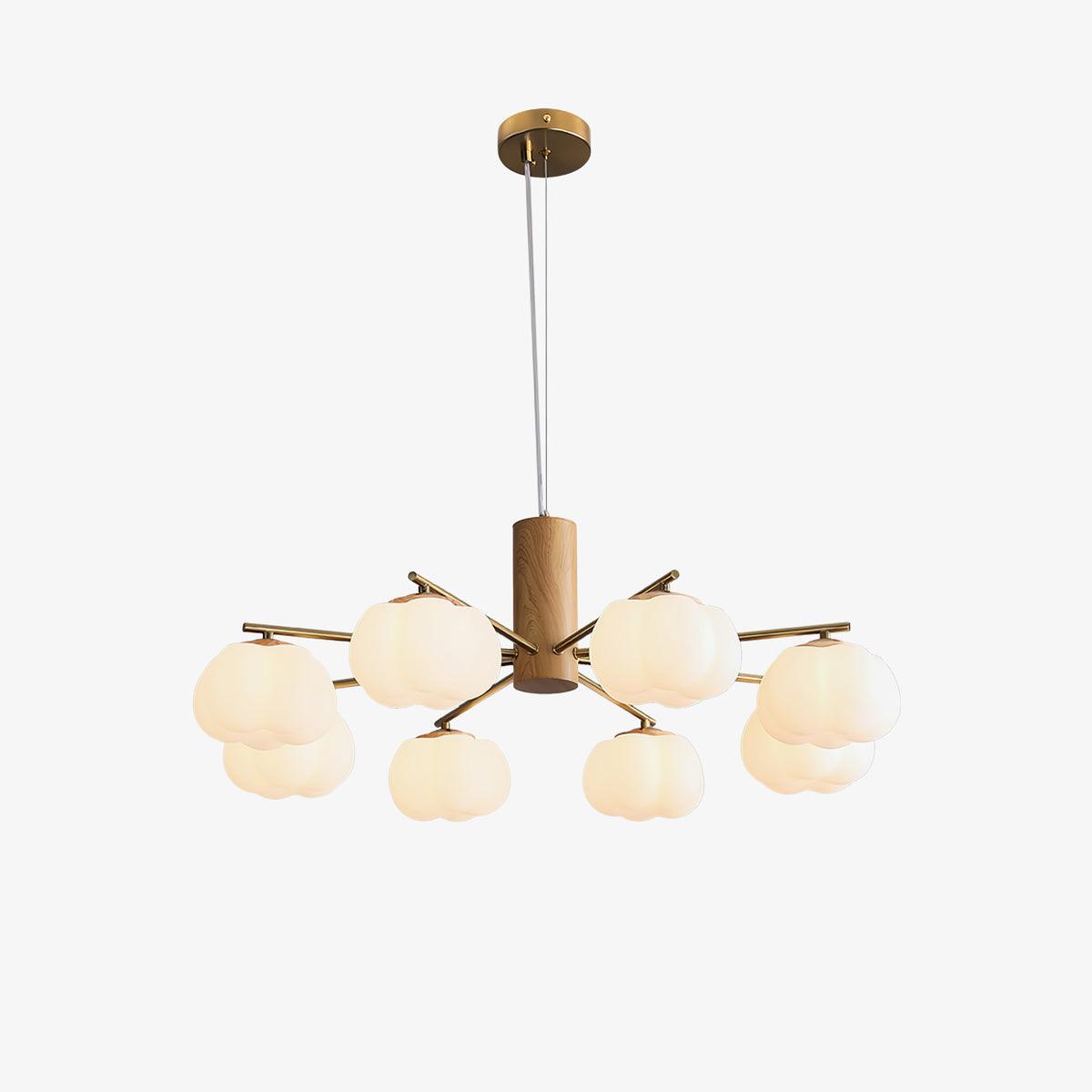 Modern Geometric Cotton Ball Chandelier Gold Metal and PE Acrylic Pendant Light