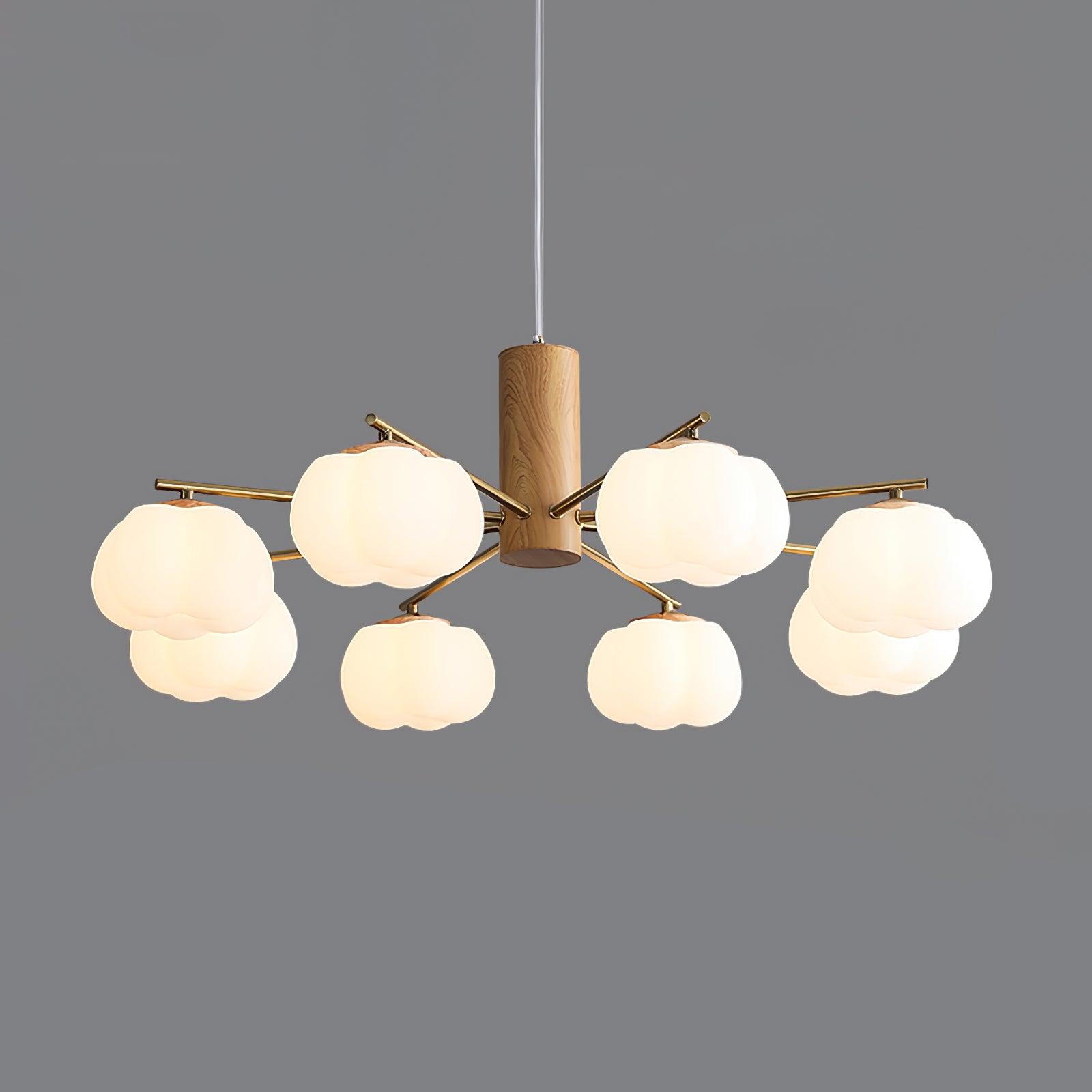 Modern Geometric Cotton Ball Chandelier Gold Metal and PE Acrylic Pendant Light